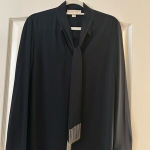 Michael Kors Navy Blouse with Tie Accent